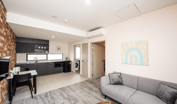 Living room and kitchen space