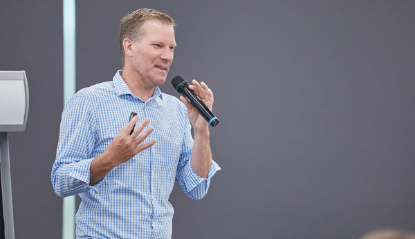 A man giving a talk about the Men's suicide crisis in Australia