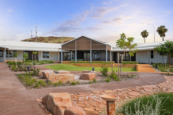 The outside path leading into the Karratha Step Up/Step Down Service building