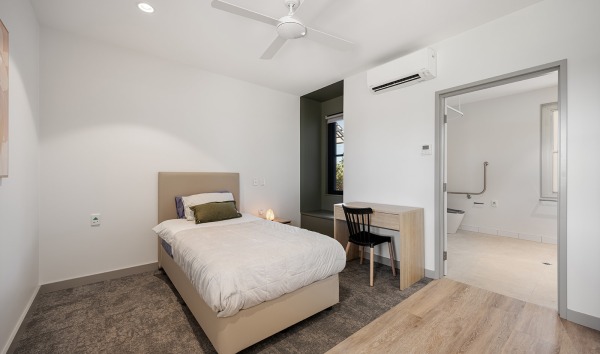 A bedroom within the Karratha Step Up/Step Down service building