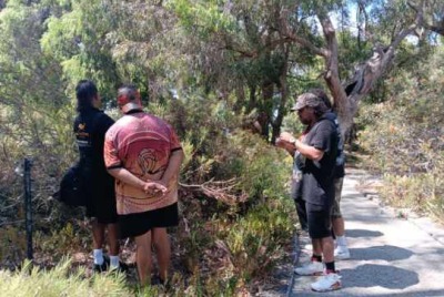 A group of people standing in front of a bush during the In Culture Tours