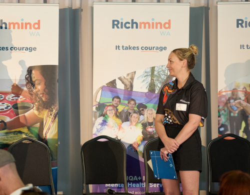 Naomi Golden receiving 10 year service award with Richmind WA